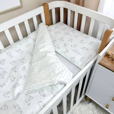Змінна постіль Baby Mix Зайчики сірі на білому &mdash; купити в Bubbleshop
