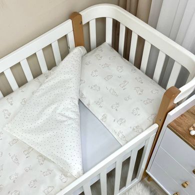 Змінна постіль Baby Mix Зайчики бежеві на білому &mdash; купити в Bubbleshop