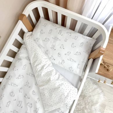 Змінна постіль Baby Mix Зайчики сірі на білому &mdash; купити в Bubbleshop