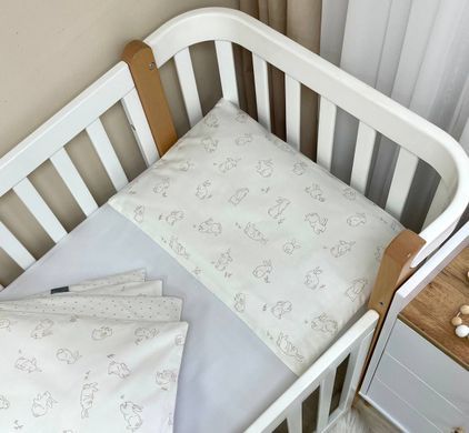Змінна постіль Baby Mix Зайчики бежеві на білому &mdash; купити в Bubbleshop