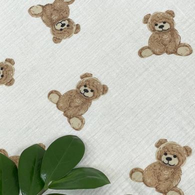 Плед муслін жатка двошаровий з бахромою Teddy на білому &mdash; купити в Bubbleshop
