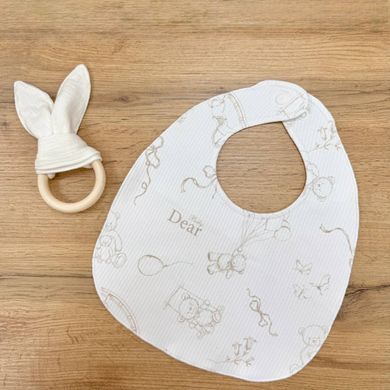 Слинявчик трикотаж-рубчик/непромокаюча мембрана "Baby Dear" бежевий &mdash; купити в Bubbleshop