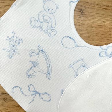 Слинявчик трикотаж-рубчик/непромокаюча мембрана "Baby Dear" блакитний &mdash; купити в Bubbleshop