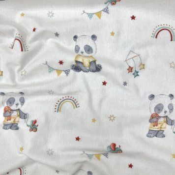 Пелюшка фланель Панди з іграшками сірі &mdash; купити в Bubbleshop