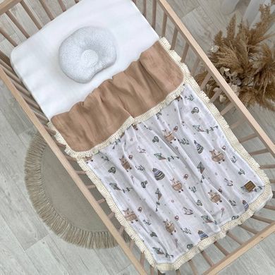 Плед муслін жатка Іграшки бежевий з бахромою &mdash; купити в Bubbleshop