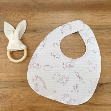 Слинявчик трикотаж-рубчик/непромокаюча мембрана "Baby Dear" пудра &mdash; купити в Bubbleshop