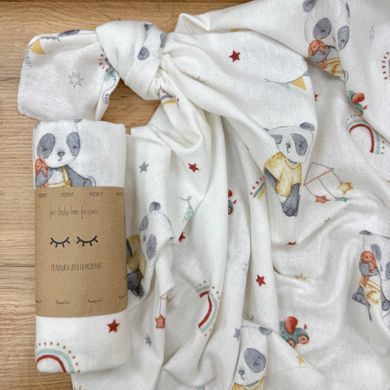 Пелюшка фланель Панди з іграшками сірі &mdash; купити в Bubbleshop