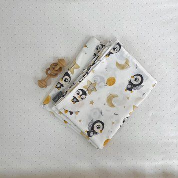 Підковдра 90х110 поплін Пінгвіни бежеві &mdash; купити в Bubbleshop