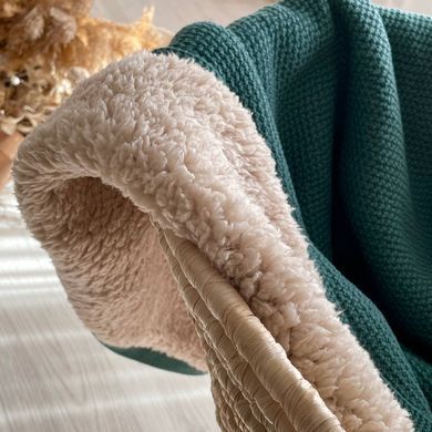 Плед вязаний Teddy Рогожка малахіт &mdash; купити в Bubbleshop