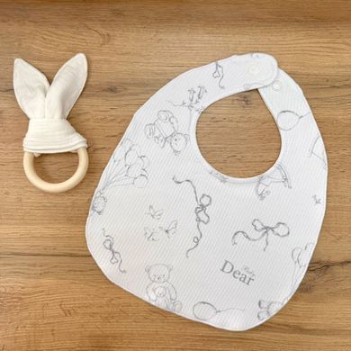 Слинявчик трикотаж-рубчик/непромокаюча мембрана "Baby Dear" сірий &mdash; купити в Bubbleshop