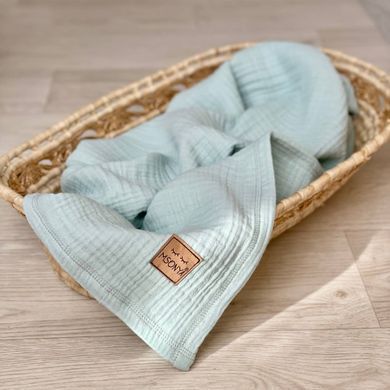 Плед муслін жатка мятний без бахроми &mdash; купити в Bubbleshop