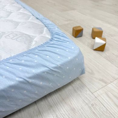 Простирадло дитяче 2шт 90х200 поплін горох бежевий+горох на блакитному &mdash; купити в Bubbleshop