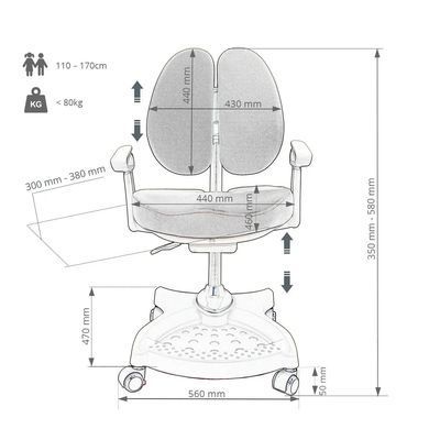Дитяче ортопедичне крісло FunDesk Leone Grey &mdash; купити в Bubbleshop