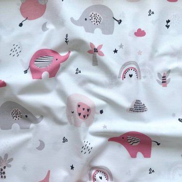 Пелюшка бязь Слоники пудра &mdash; купити в Bubbleshop