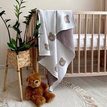 Плед вязаний Жаккард Ведмедики &mdash; купити в Bubbleshop