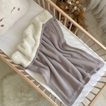 Плед вязаний Teddy Рогожка сірий &mdash; купити в Bubbleshop