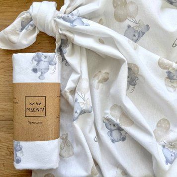 Пелюшка фланель Ведмедик з кульками капучино &mdash; купити в Bubbleshop
