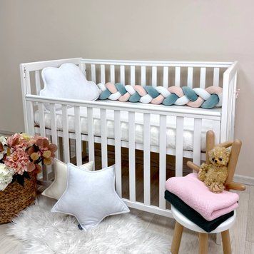 Бортик-коса білий/персик/темна м`ята &mdash; купити в Bubbleshop