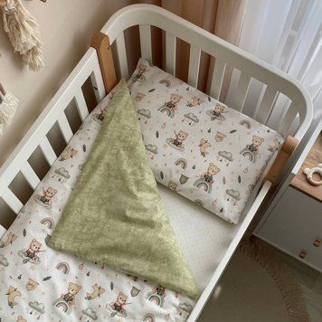 Змінна дитяча постіль Baby Mix Ведмедик boy м'ята &mdash; купити в Bubbleshop