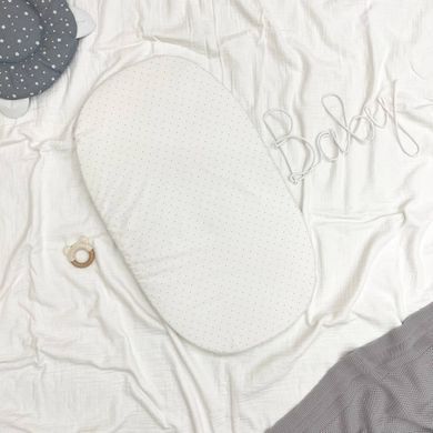 Простирадло у візочок крапка сіра на білому &mdash; купити в Bubbleshop