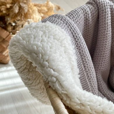 Плед вязаний Teddy Рогожка сірий &mdash; купити в Bubbleshop