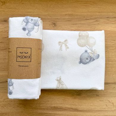 Пелюшка фланель Ведмедик з кульками капучино &mdash; купити в Bubbleshop