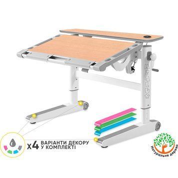 Дитячий стіл Mealux Ergowood L Multicolor MG Energy - стільниця клен/накладки на ніжках сірі &mdash; купити в Bubbleshop
