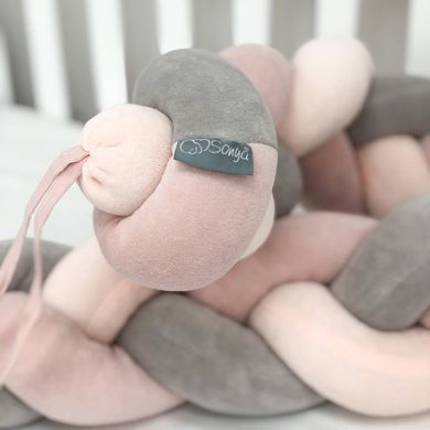 Бортик-коса сірий/пудра/персик &mdash; купити в Bubbleshop
