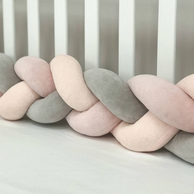 Бортик-коса сірий/пудра/персик &mdash; купити в Bubbleshop