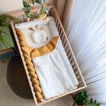 Плед-конверт з ковдрою Горошки гірчиця &mdash; купити в Bubbleshop