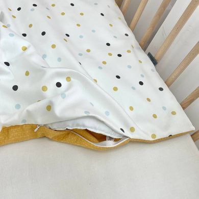 Плед-конверт з ковдрою Горошки гірчиця &mdash; купити в Bubbleshop