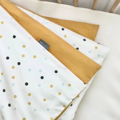 Плед-конверт з ковдрою Горошки гірчиця &mdash; купити в Bubbleshop