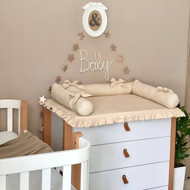Пеленальний матрацик поплін з рюшем 60х80 Бежевий &mdash; купити в Bubbleshop