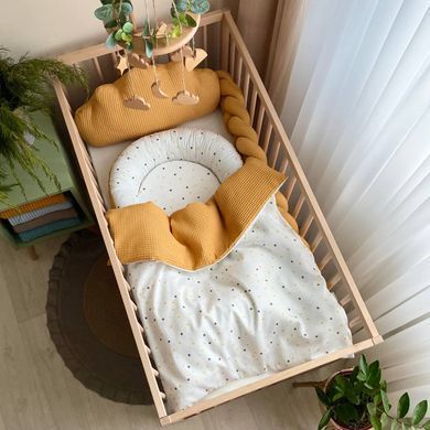 Плед-конверт з ковдрою Горошки гірчиця &mdash; купити в Bubbleshop