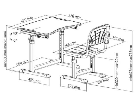 Растущая детская парта со стульчиком Cubby Olea Grey 1182929435 фото