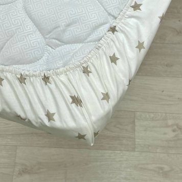 Простирадло дитяче Зірка велика бежева на білому &mdash; купити в Bubbleshop