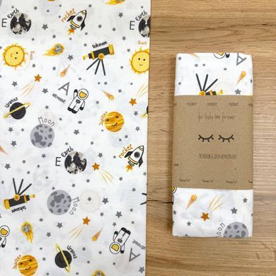 Пелюшка бязь Космос на білому &mdash; купити в Bubbleshop