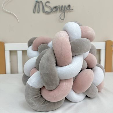 Бортик-коса білий/сірий/пудра 3,6 м на всі сторони ліжечка &mdash; купити в Bubbleshop