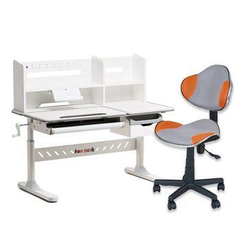 Парта-трансформер Fundesk Fiore II Grey + дитячий стілець FunDesk LST3 Orange &mdash; купити в Bubbleshop
