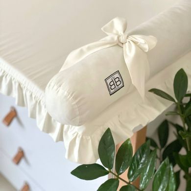Пеленальний матрацик поплін з рюшем 60х80 Молочний &mdash; купити в Bubbleshop