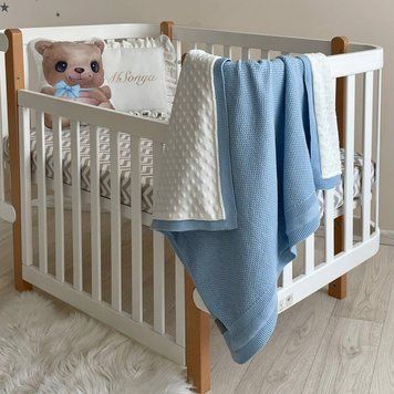 Плед вязаний Wellsoft Рогожка блакитний &mdash; купити в Bubbleshop