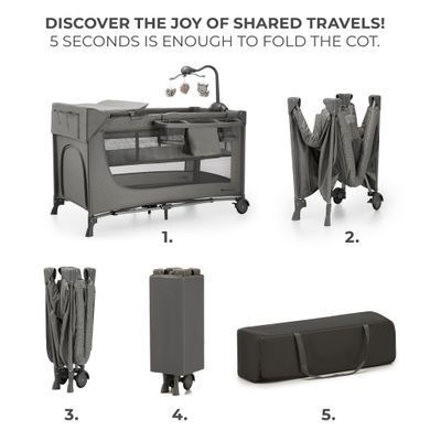 Ліжко-манеж с пеленатором Kinderkraft Joy 2 Dark Grey (KLJOY02DGR000AC) &mdash; купити в Bubbleshop