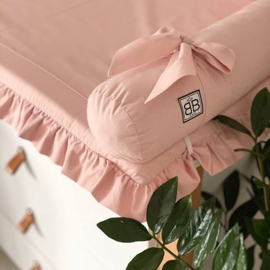 Пеленальний матрацик поплін з рюшем 60х80 Пудра &mdash; купити в Bubbleshop