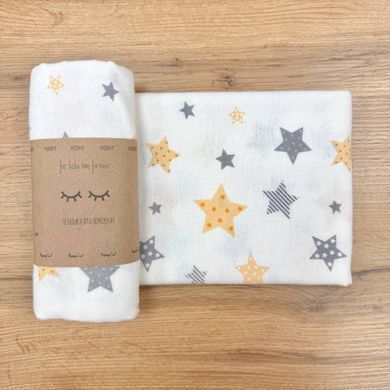 Пелюшка фланель Старс сіро-жовтий &mdash; купити в Bubbleshop