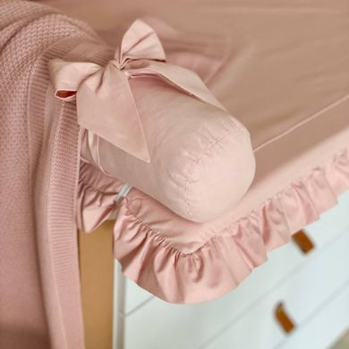 Пеленальний матрацик поплін з рюшем 60х80 Пудра &mdash; купити в Bubbleshop