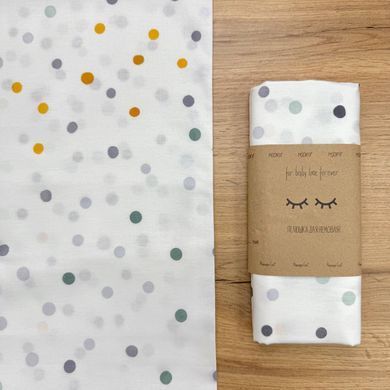 Пелюшка бязь Акварельні горошки гірчиця &mdash; купити в Bubbleshop