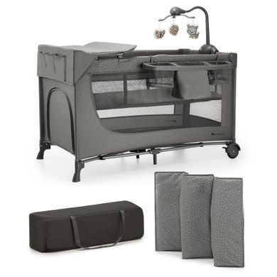 Ліжко-манеж с пеленатором Kinderkraft Joy 2 Dark Grey (KLJOY02DGR000AC) &mdash; купити в Bubbleshop