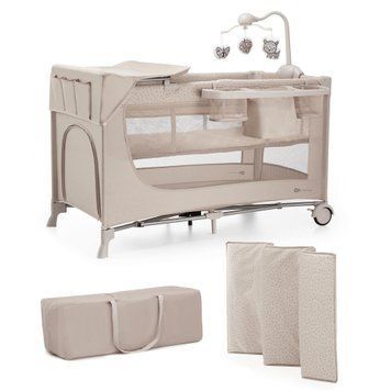 Ліжко-манеж с пеленатором Kinderkraft Joy 2 Beige (KLJOY02BEG000AC) &mdash; купити в Bubbleshop