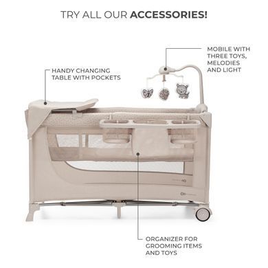 Ліжко-манеж с пеленатором Kinderkraft Joy 2 Beige (KLJOY02BEG000AC) &mdash; купити в Bubbleshop