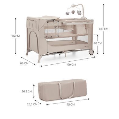 Ліжко-манеж с пеленатором Kinderkraft Joy 2 Beige (KLJOY02BEG000AC) &mdash; купити в Bubbleshop